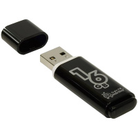 USB флешка Smart Buy Glossy 16Gb, 16/8 мб/с, черный