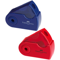 Точилка пластиковая Faber-Castell 'Sleeve Mini' 1 отверстие, контейнер, красная/синяя