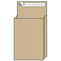 Пакет почтовый объемный Курт B4 250*353*40мм, коричневый крафт, отр. лента, 130г/м2