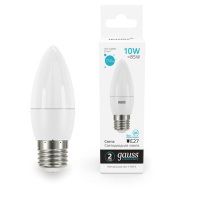 Лампа светодиодная GAUSS, 10(85)Вт, цоколь Е27, свеча, нейтральный белый, 25000 ч, LED B37-10W-4100-