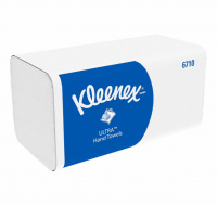 Бумажные полотенца Kimberly-Clark Kleenex Ultra 6710, листовые, 3 слоя, белые, Z укладка, 96 листов