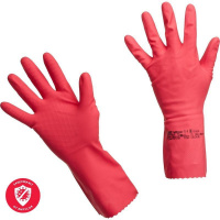 Перчатки латексные Vileda Professional хлопковое напыление S, красные, 100749