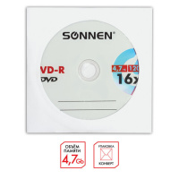 Диск DVD-R Sonnen 4.7Gb, 16x, бумажный конверт, 1шт/уп