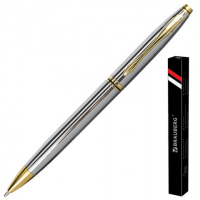 Шариковая ручка автоматическая Brauberg De luxe Silver синяя, 1мм, серебристый корпус
