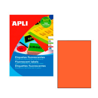 Этикетки цветные Apli 11748, 210х297мм, 100шт, оранжевые флюорисцентные