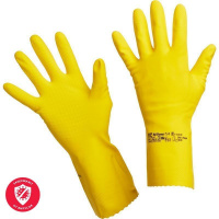 Перчатки латексные Vileda Professional хлопковое напыление S, желтые, 100758