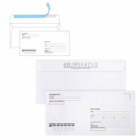 Конверт почтовый Brauberg Е65 белый, 110х220мм, 80г/м2, 25шт, стрип, Куда-Кому