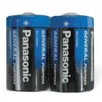 Батарейка Panasonic D R20, 1.5В, солевая, 2шт/уп