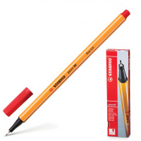 Ручка капиллярная Stabilo Point 88 красная, 0.4мм, полосатый корпус