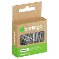 Скрепки 28мм, Berlingo 'Green Series', 100шт., никелированные, крафт упак., европодвес
