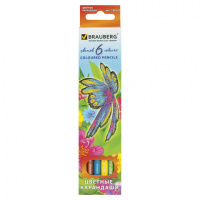 Набор цветных карандашей Brauberg Wonderful butterfly 6 цветов