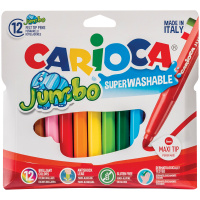 Фломастеры для рисования Carioca Jumbo 12 цветов, утолщенные, смываемые
