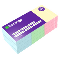 Блок для записей с клейким краем Berlingo Ultra Sticky 3 цвета, пастель, 50х40мм, 12 шт по 80 листов
