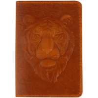 Обложка для паспорта Кожевенная мануфактура, нат. кожа, 'Тигр 2', коричневый