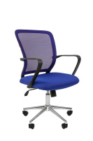 Кресло офисное Chairman 698 ткань, черная, синяя TW-05, крестовина хром