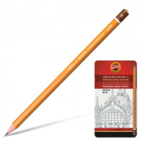 Набор чернографитных карандашей Koh-I-Noor 1502 Graphic 5В-5H, 12шт, металлический пенал, 1502012009