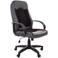 Кресло руководителя Chairman 429 иск. кожа, серая, ткань 10-356 черная, крестовина пластик