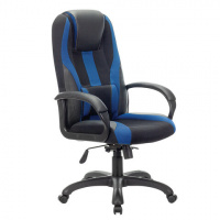 Кресло геймера Brabix Rapid GM-102 экокожа-ткань, черная-синяя, крестовина пластик