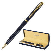 Шариковая ручка автоматическая Galant Arrow синяя, 0.7мм, синий с золотом корпус