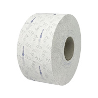 Туалетная бумага Merida Top Print Mini в рулоне, 2 слоя, белая, синее тиснение, 170м, 12шт/уп, TB240