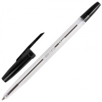 Ручка шариковая Brauberg Line черная, 1мм, прозрачный корпус