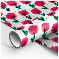 Упаковочная бумага глянц. 70*100см, MESHU 'Red tulips', 90г/м2