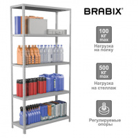 Стеллаж металлический Brabix MS Plus-200/30-5 2000х1000х300мм, 5 полок