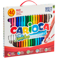 Фломастеры Carioca 'Jumbo', 40шт., 36цв., утолщенные, смываемые, картон, с ручкой