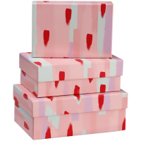 Набор прямоугольных коробок 3в1, MESHU 'Stylish pink', (19*12*7,5-15*10*5см)