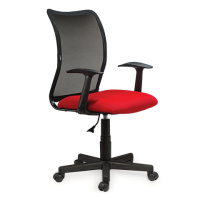 Кресло офисное Brabix Spring MG-307 сетка, черная, ткань красная, крестовина пластик