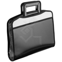 Папка-портфель Attache черная с серыми вставками, A4+, 1 отделение, пластик, 40мм