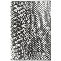 Обложка для паспорта OfficeSpace 'Питон', кожа, тиснение, серебряный металлик