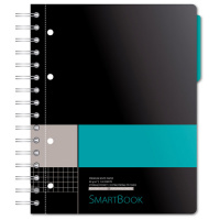 Тетрадь общая Smartbook серо-бирюзовая, А5, 120 листов, в клетку, на спирали, пластик