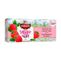 Чай Майский Иван-Чай, с черным чаем и малиной, 25 пакетиков