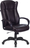 Кресло руководителя Бюрократ CH-879N экокожа, темно-коричневая, крестовина пластик