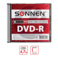 Диск DVD-R Sonnen 4.7Gb, 16x, Slim Case, 1шт/уп