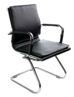 Кресло Бюрократ Ch-993-Low-V черный эко.кожа низк.спин. полозья металл хром