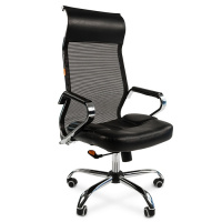 Кресло руководителя Chairman 700 иск. кожа, эко, черная, ткань, черная, TW, крестовина хром