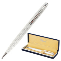 Шариковая ручка автоматическая Galant Royal Platinum синяя, 0.7мм, серебристый корпус