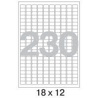 Этикетки самоклеящиеся Pro Mega Label 18х12мм, белые, 230шт на листе А4, 100 листов