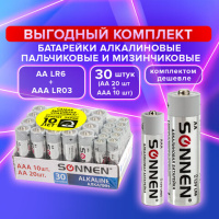 Батарейка Sonnen Alkaline AA LR06  AAA LR03, алкалиновая, 20+10шт/уп
