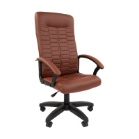 Кресло руководителя Helmi HL-E80 'Ornament' LTP, экокожа коричневая, мягкий подлокотник, пиастра