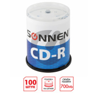 Диск CD-R Sonnen 700Mb, 52x, Cake Box, 100шт/уп