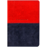 Обложка для паспорта OfficeSpace 'Duo', кожа, красный+синий, тиснение фольгой