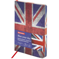 Ежедневник недатированный Brauberg Vista Great Britain, A5, 136 листов, под кожу, гибкий