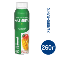 Йогурт питьевой Актибио Манго-яблоко, 1.5%, 260г