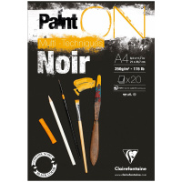 Скетчбук - альбом для смешанных техник 20л., А4 Clairefontaine 'Paint ON Noir', на склейке, 250г/м2,