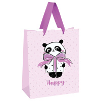 Пакет подарочный 26*32*12см MESHU 'PandaGift_Pink', отд. фольгой, матовая ламинация