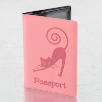 Обложка для паспорта STAFF, мягкий полиуретан, 'Кошка', персиковая, 237615