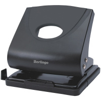 Дырокол Berlingo Office Soft до 30 листов, черный, пластиковый, с линейкой